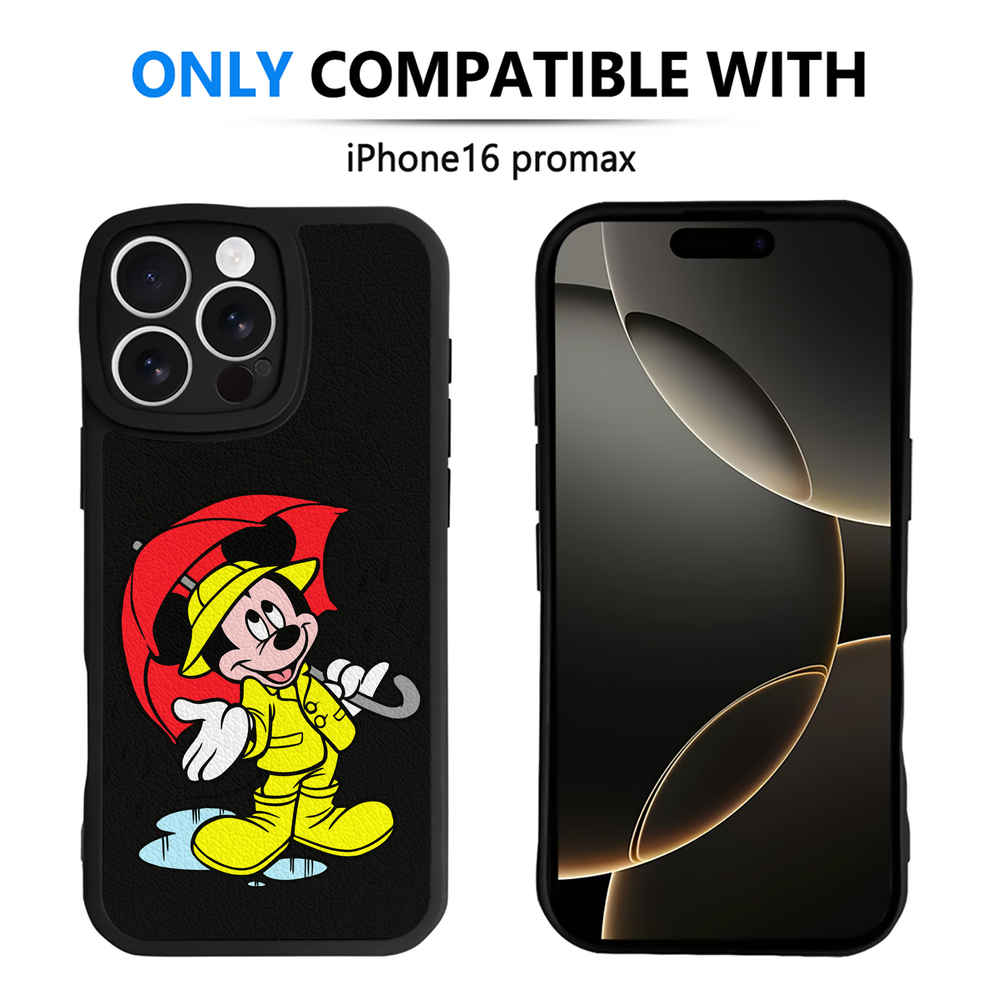 （画像用） ミッキーマウス Mickey Mouse 【iPhone 16シリーズ対応】シリコンスマホケース（レザー調） 材質：シリコン